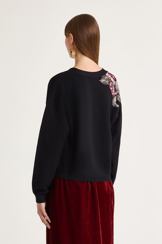 Maliparmi CARDIGAN FLOWER JACQUARD Nero JN370278206