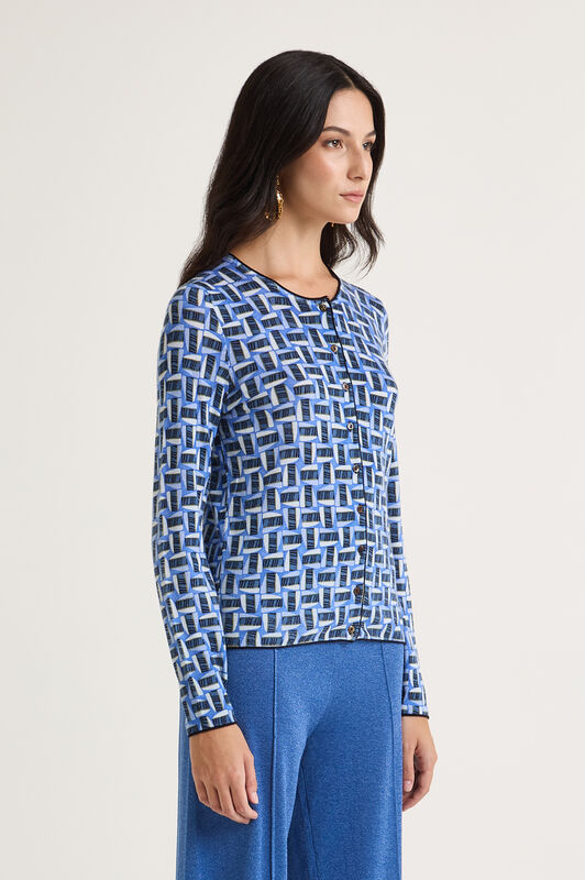 Maliparmi PRINTED KNIT CARDIGAN Blue JN355178200