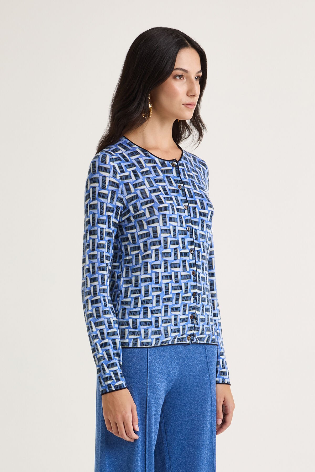 Maliparmi PRINTED KNIT CARDIGAN Blue JN355178200