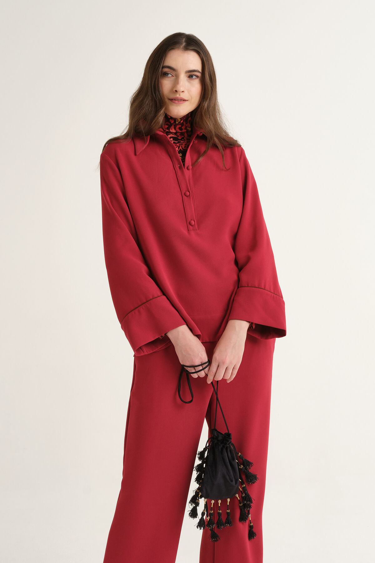 Maliparmi SABLÉ CREPE SHIRT Crimson JM559350166 Maliparmi SABLÉ CREPE SHIRT Crimson JM559350166