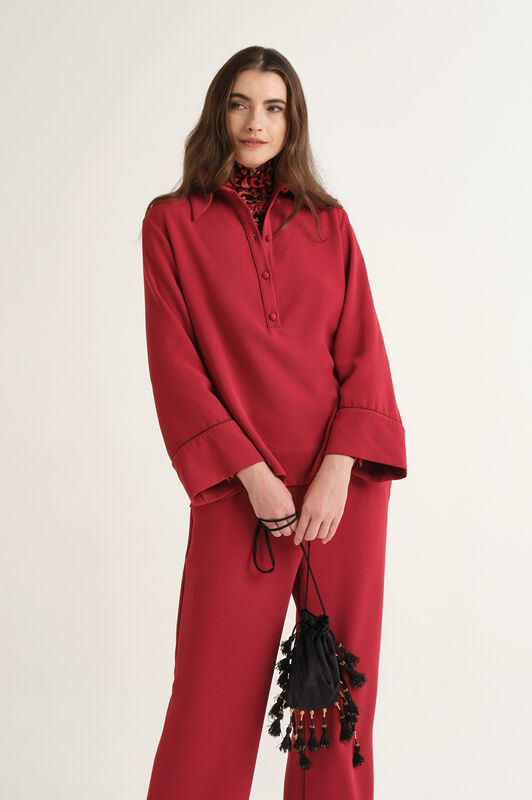 Maliparmi SABLÉ CREPE SHIRT Crimson JM559350166 Maliparmi SABLÉ CREPE SHIRT Crimson JM559350166