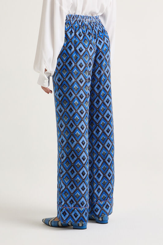 Maliparmi VELVET PRINTS TROUSERS Blue JH805260092