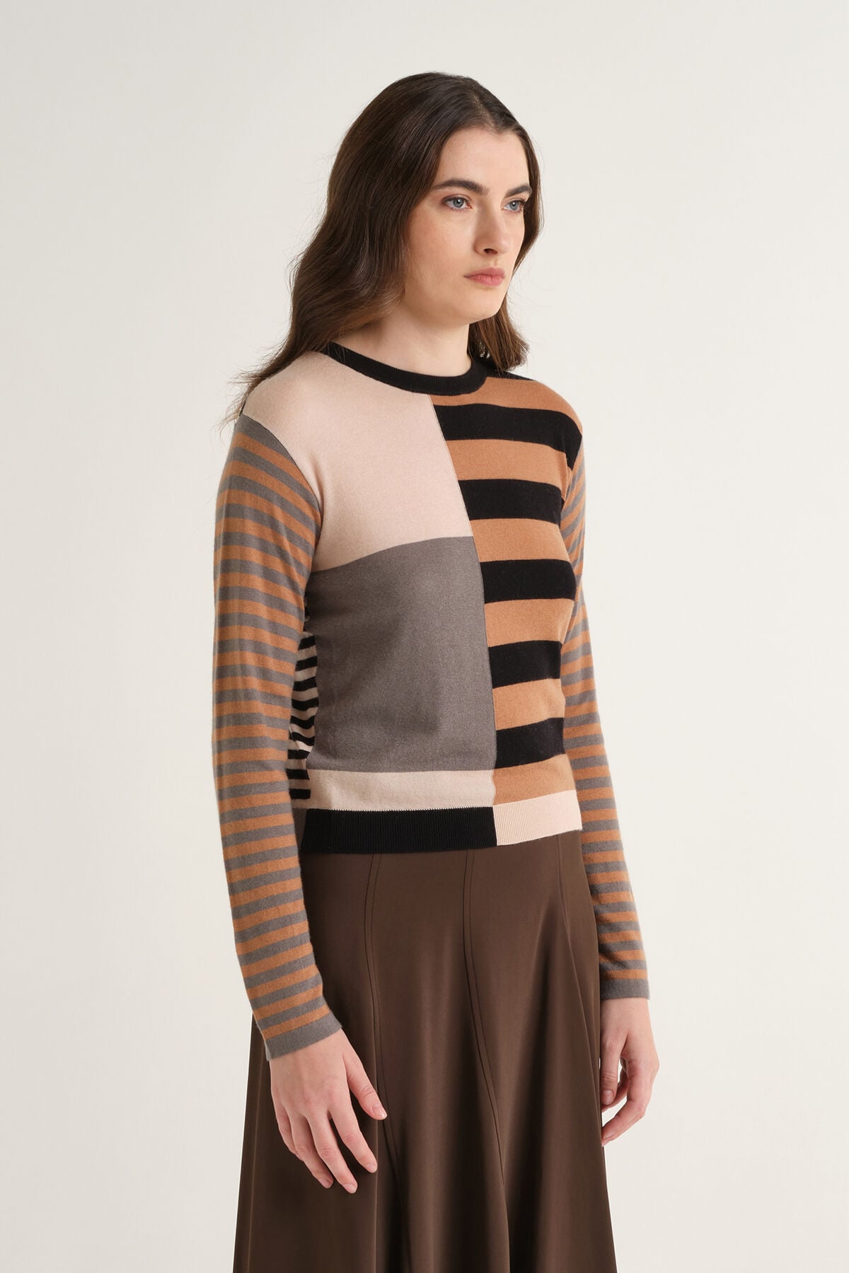 Maliparmi RHYTHM BLOCK KNIT Camel JQ513570682 Maliparmi RHYTHM BLOCK KNIT Camel JQ513570682