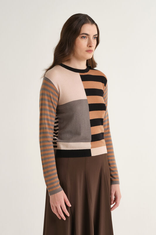 Maliparmi RHYTHM BLOCK KNIT Camel JQ513570682 Maliparmi RHYTHM BLOCK KNIT Camel JQ513570682