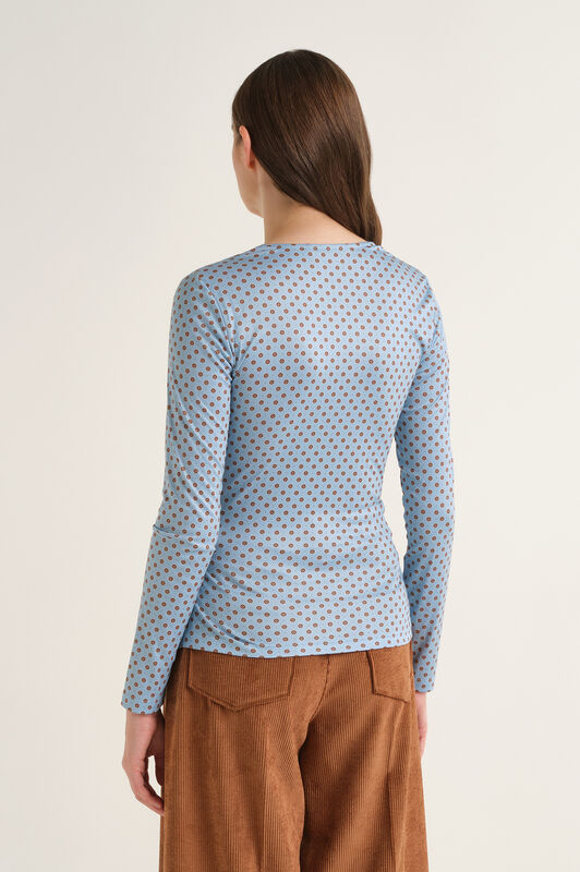 Maliparmi MICRO PRINT JERSEY T-SHIRT Light Blue JK029770654