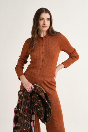 Maliparmi CARDIGAN LUREX RIB Cammello JN371078216