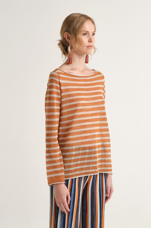 Malìparmi SUMMER LINEN SWEATER Camel JQ509178148 Malìparmi SUMMER LINEN SWEATER Camel JQ509178148