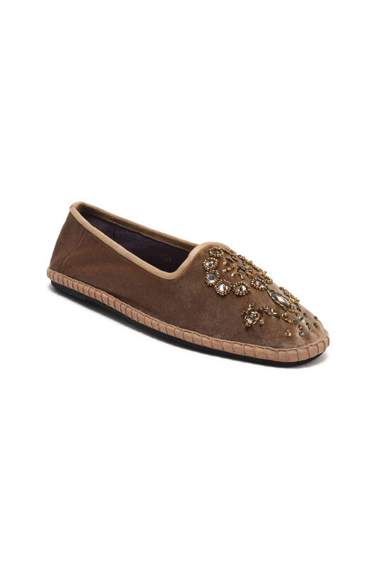 Malìparmi THE PRECIOUS VELVET BABOUCHE-BIJOUX Taupe SB007861039