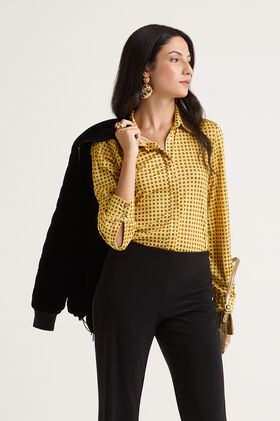 Maliparmi MICRO PRINT JERSEY SHIRT Yellow JM556470654