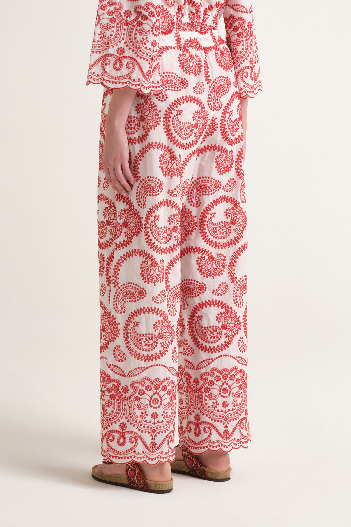 Malìparmi BRODERIE ANGLAISE TROUSERS Red JH807315218