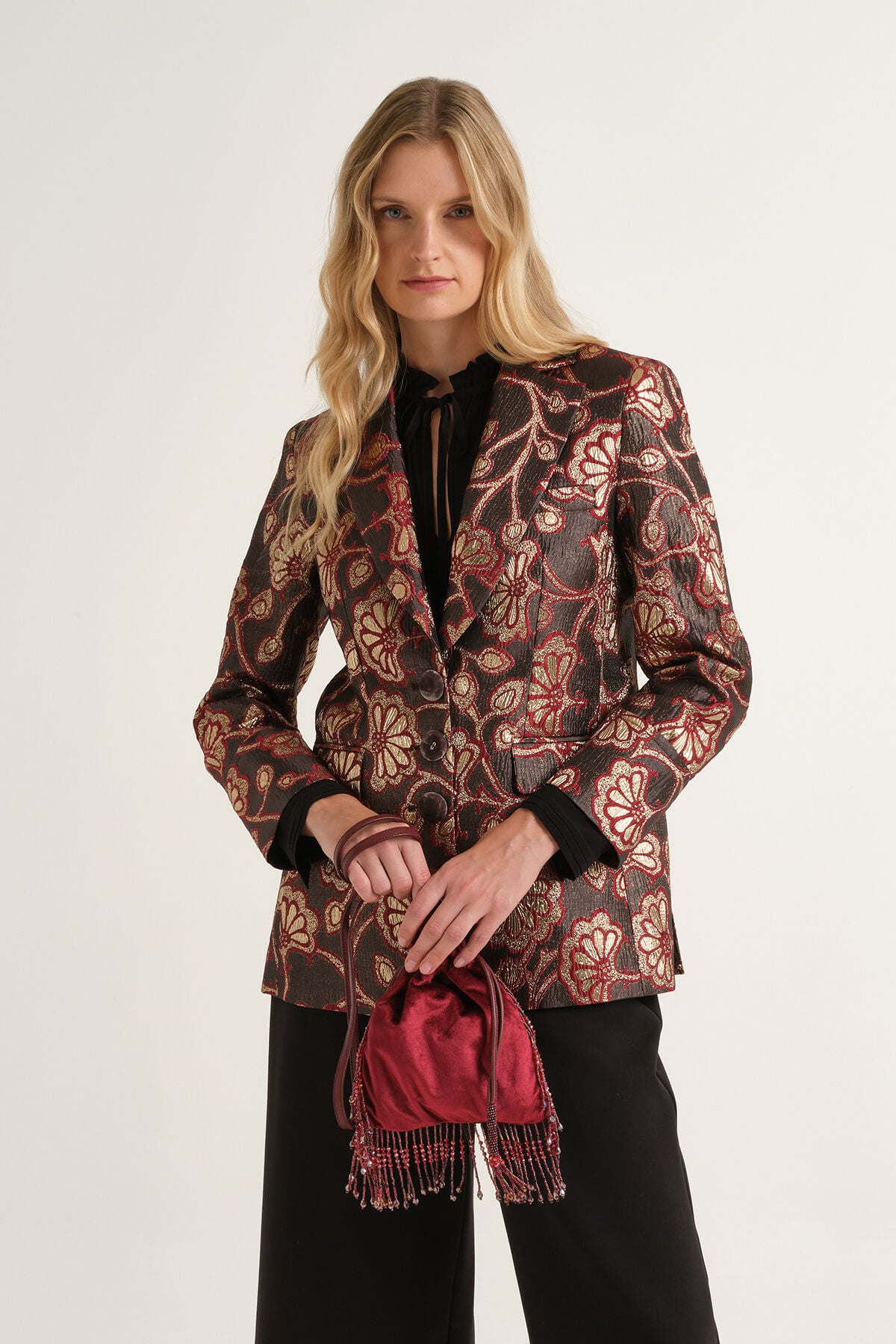Maliparmi GILDED GARDEN BLAZER Burgundy JD649450680 Maliparmi GILDED GARDEN BLAZER Burgundy JD649450680