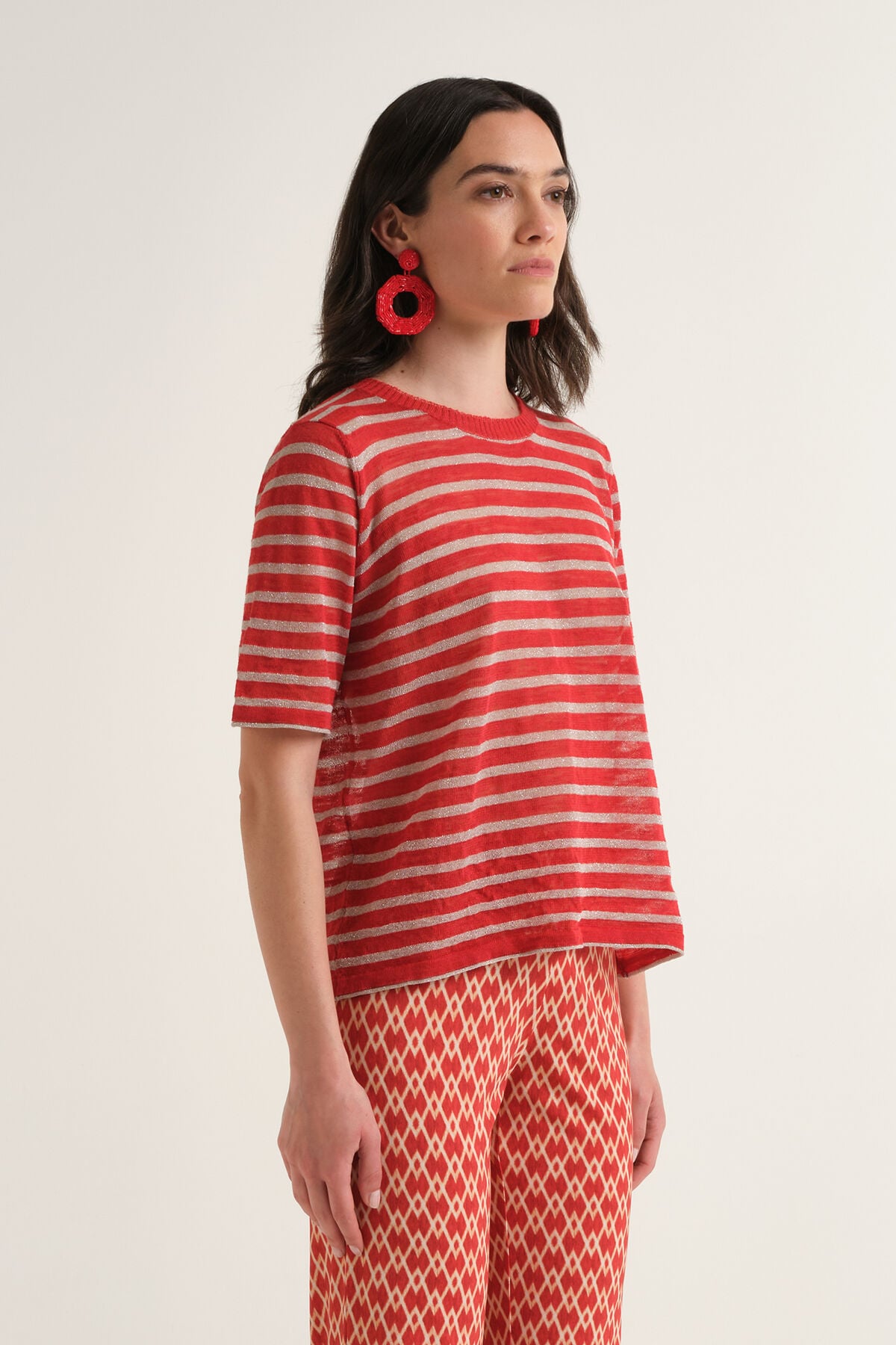 Malìparmi SUMMER LINEN T-SHIRT Rouge JK028278148