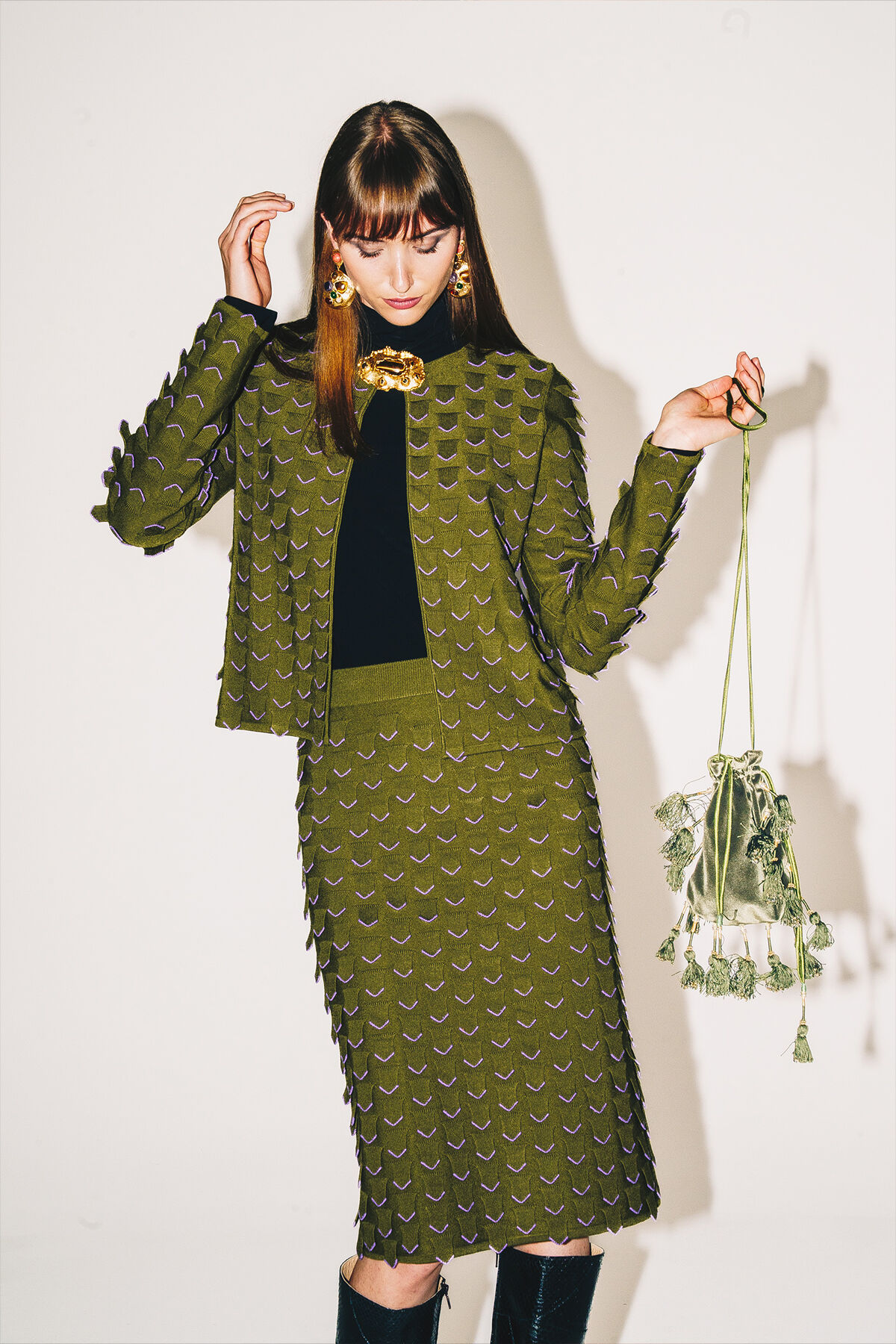 Maliparmi 3D STITCH CARDIGAN Green JN370178205