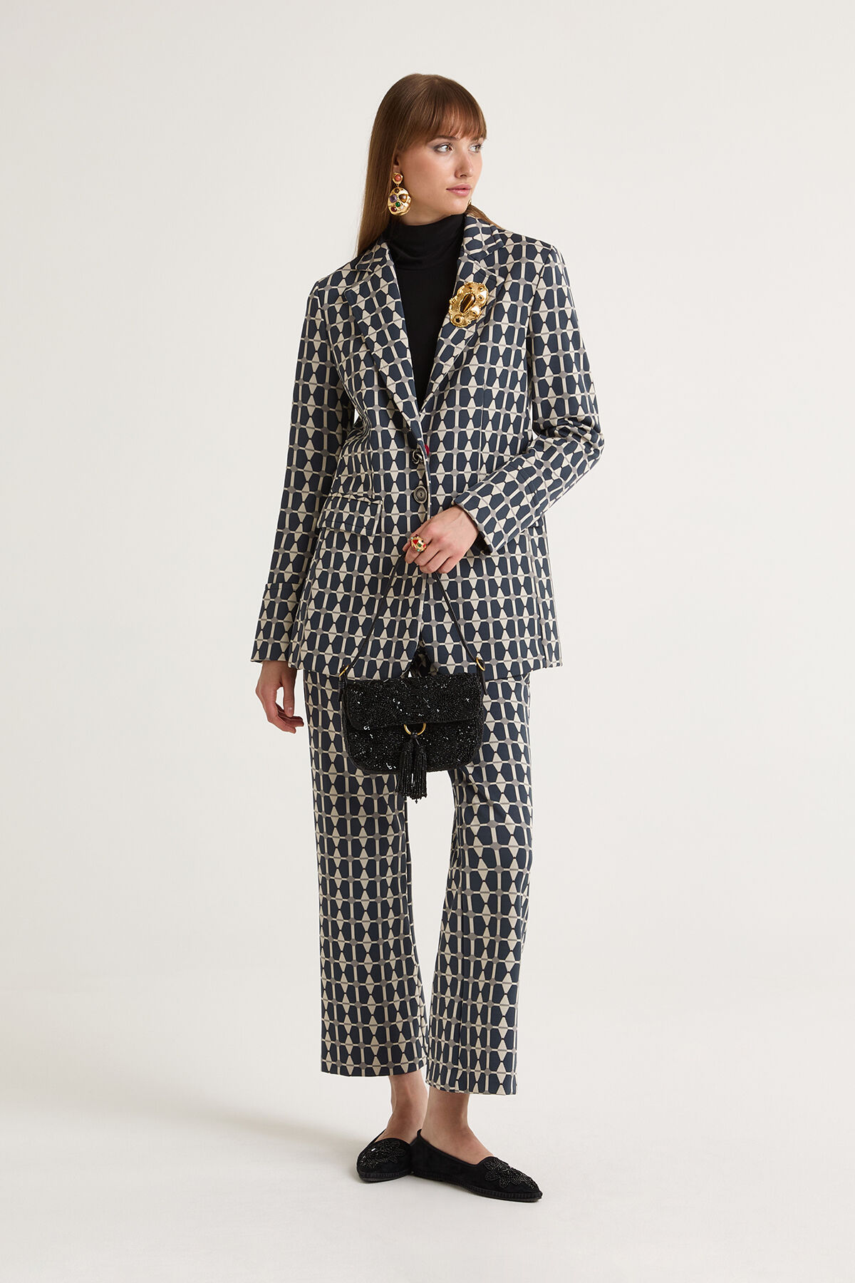 Maliparmi GEOMETRIC JACQUARD TROUSERS Grey JH747960168