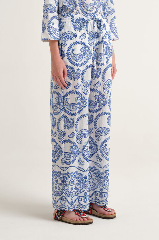 Malìparmi BRODERIE ANGLAISE TROUSERS Blue JH807315218