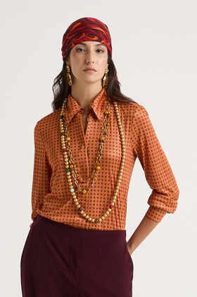 Maliparmi MICRO PRINT JERSEY SHIRT Orange JM556470654