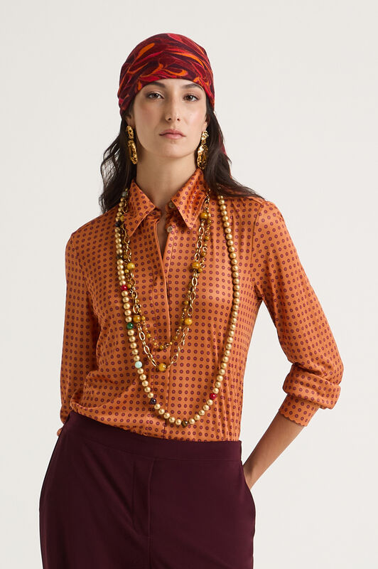 Maliparmi MICRO PRINT JERSEY SHIRT Orange JM556470654