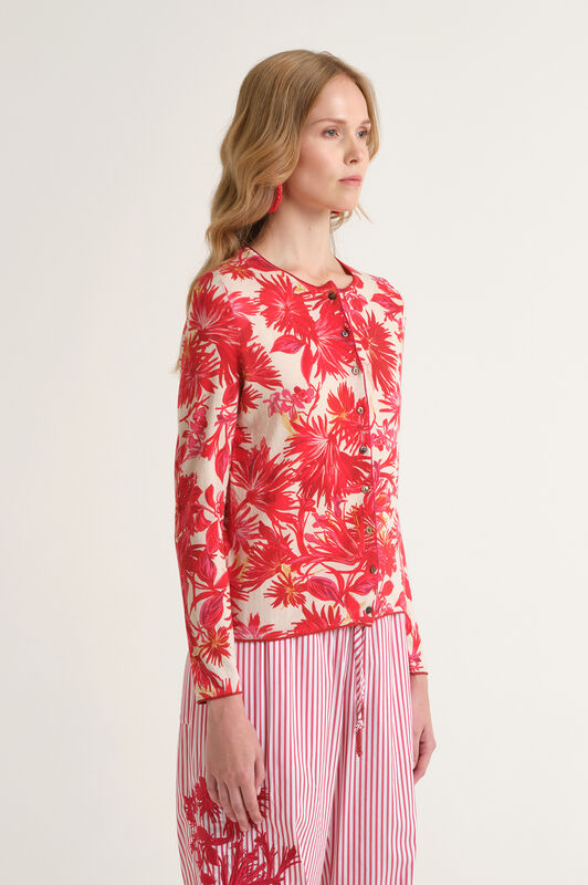 Malìparmi COTTON PRINTED CARDIGAN Red JN359978215 Malìparmi COTTON PRINTED CARDIGAN Red JN359978215