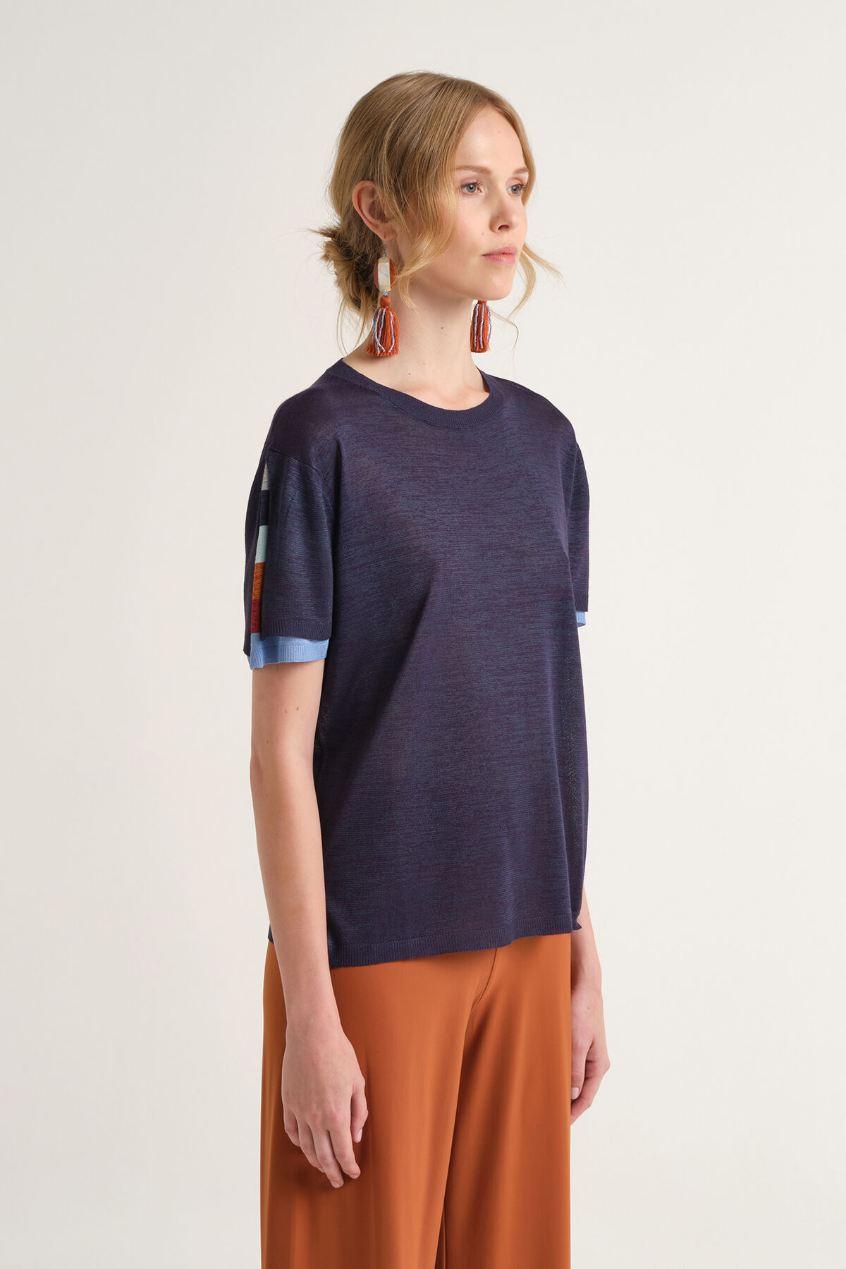 Malìparmi VISCOSE FLUID T-SHIRT Sea JK029477100 Malìparmi VISCOSE FLUID T-SHIRT Sea JK029477100