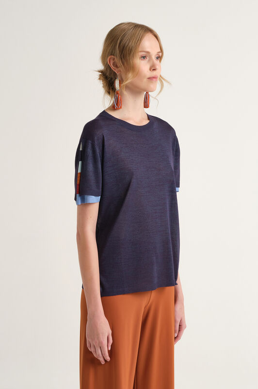 Malìparmi VISCOSE FLUID T-SHIRT Sea JK029477100 Malìparmi VISCOSE FLUID T-SHIRT Sea JK029477100