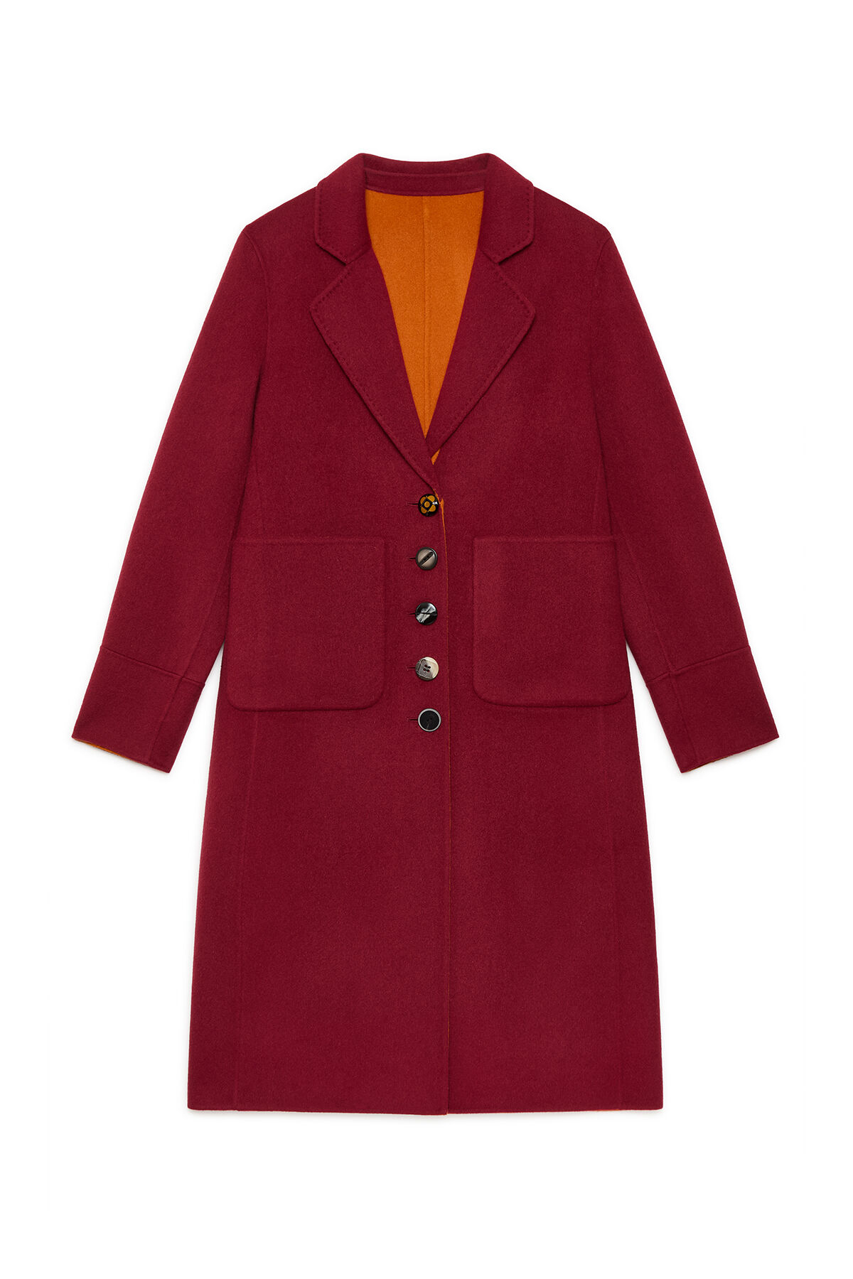 DOUBLE WOOL OVERCOAT in Orange for women | Malìparmi®