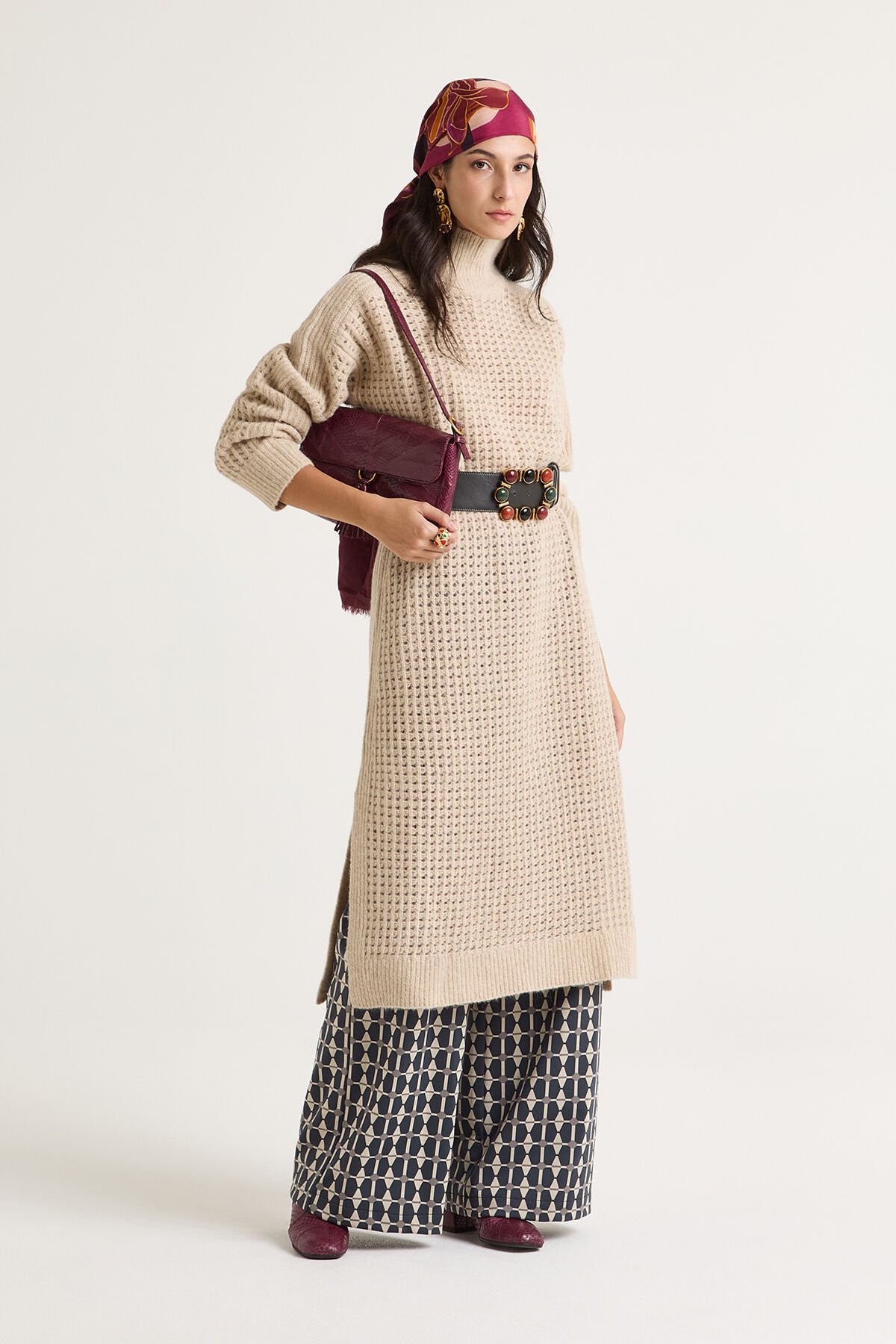 Maliparmi RECYCLE MERINO DRESS Warm Beige JF951178203