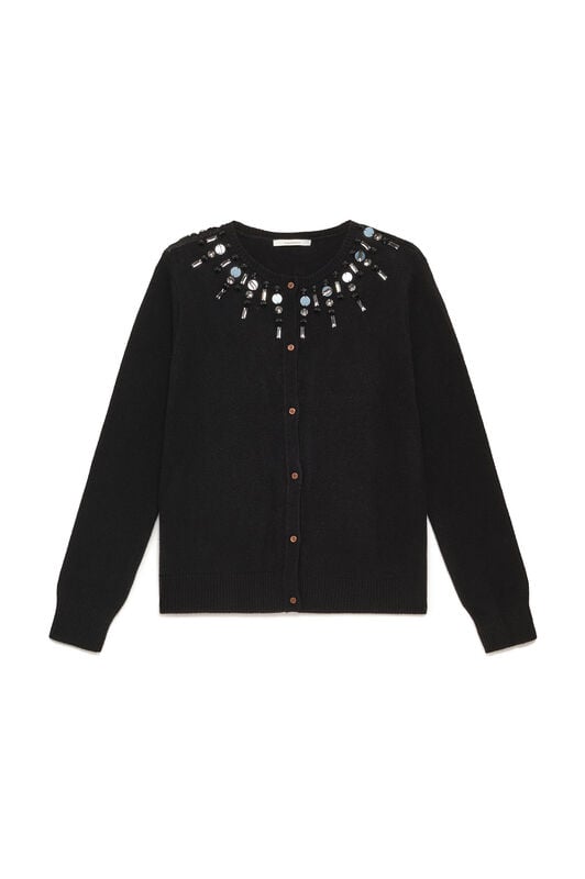 Maliparmi CARDIGAN WOOL EMBROIDERY Nero JN371175100 Maliparmi CARDIGAN WOOL EMBROIDERY Nero JN371175100