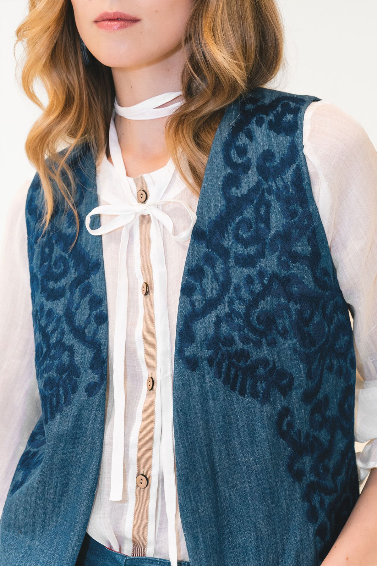 Malìparmi IKAT ON CHAMBRAY VEST Blue JE112810210