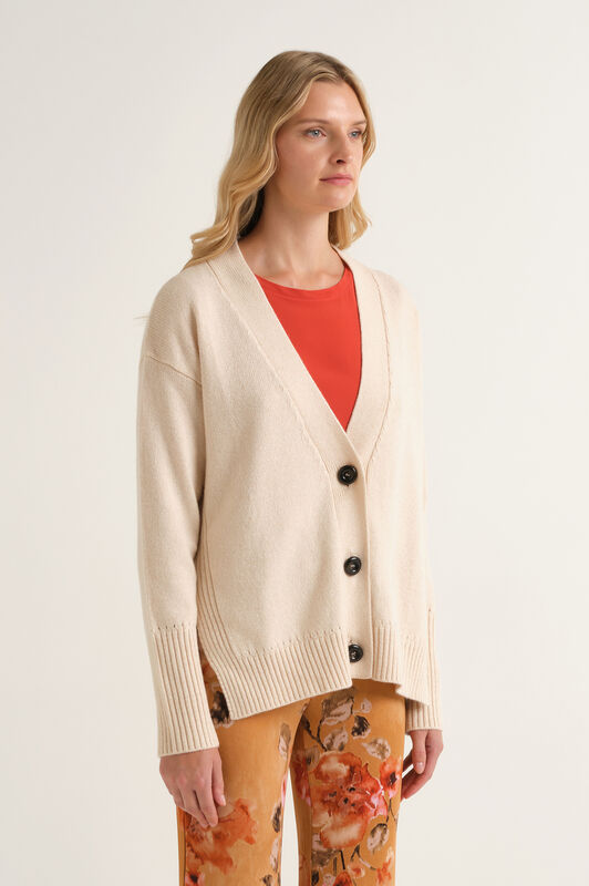 Maliparmi CARDIGAN CASHMERE MERINOS Bianco Rugiada JN371674315 Maliparmi CARDIGAN CASHMERE MERINOS Bianco Rugiada JN371674315