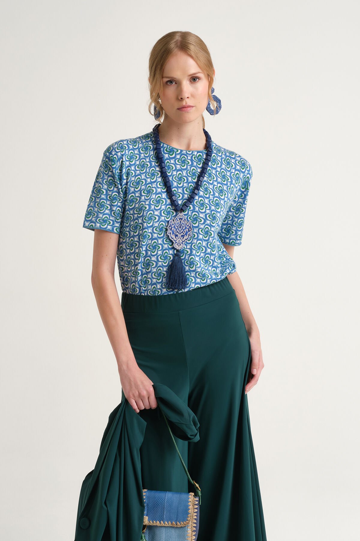 Malìparmi COTTON PRINTED T-SHIRT Blue JK029378215