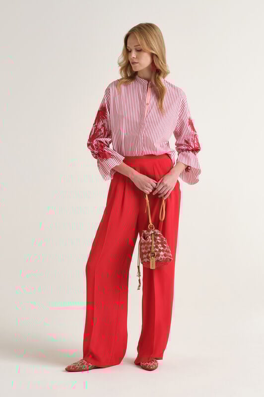 Malìparmi STRIPED FLEUR SHIRT Red JM558515222 Malìparmi STRIPED FLEUR SHIRT Red JM558515222