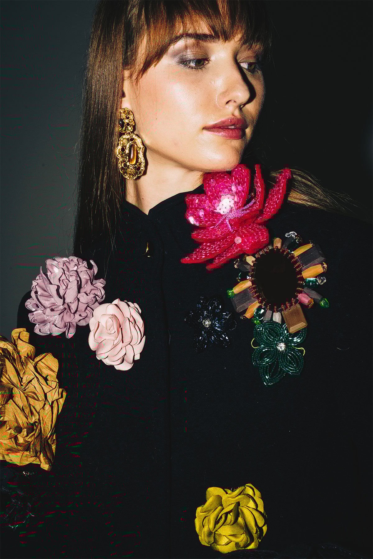 Maliparmi SEQUINS FLOWER BROOCH Wine TS011491248