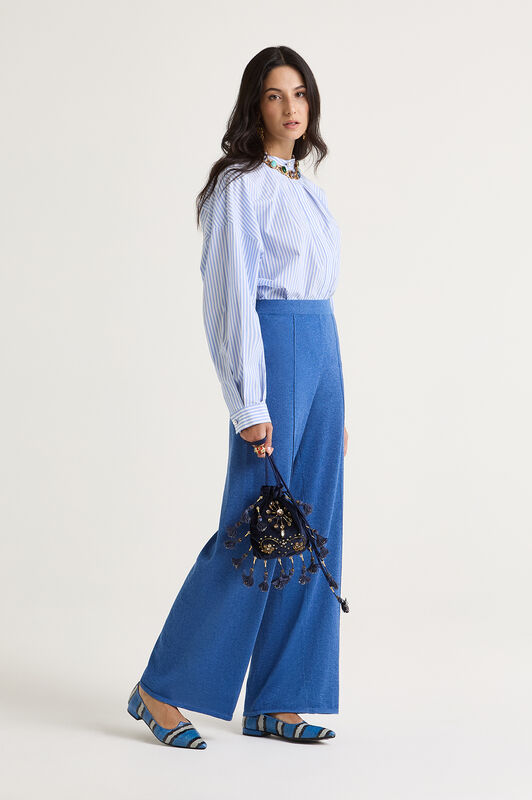 Maliparmi SHINY FLUID LUREX TROUSERS Cobalt Blue JH804678133