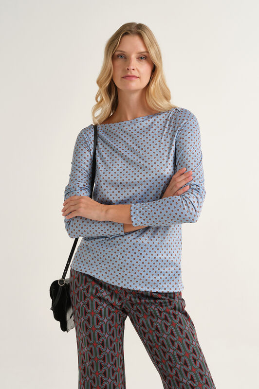 Maliparmi MICRO PRINT JERSEY T-SHIRT Light Blue JK025770654