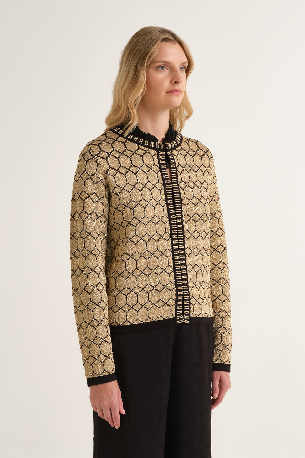 Maliparmi CARDIGAN JACQUARD 3D Oro JN371478218 Maliparmi CARDIGAN JACQUARD 3D Oro JN371478218