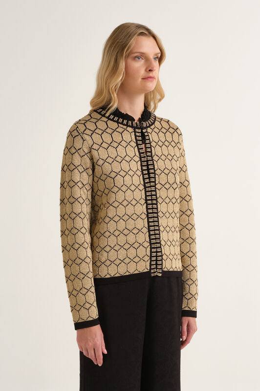 Maliparmi CARDIGAN JACQUARD 3D Oro JN371478218 Maliparmi CARDIGAN JACQUARD 3D Oro JN371478218