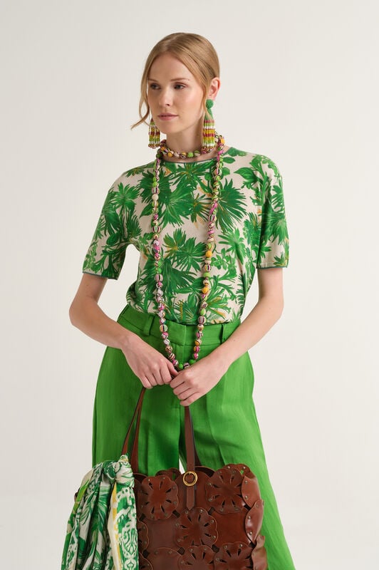 Malìparmi COTTON PRINTED T-SHIRT Green JK029378215
