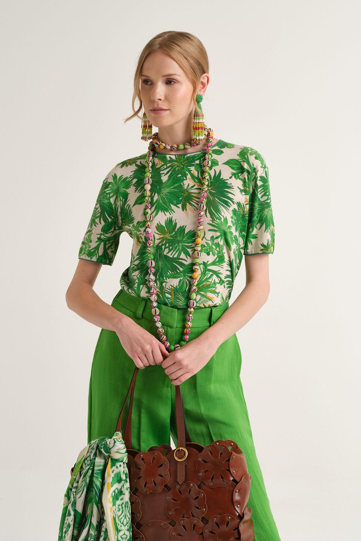 Malìparmi COTTON PRINTED T-SHIRT Green JK029378215