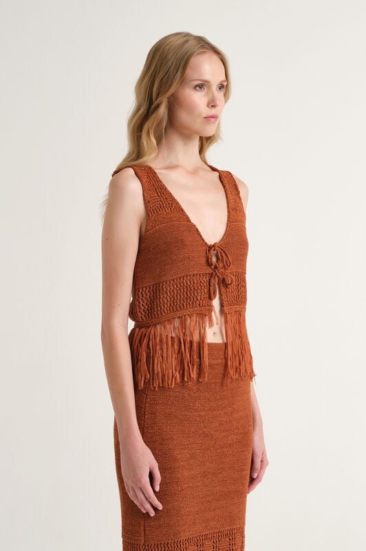 Malìparmi KNIT TAPE VEST Peach JE113078214 Malìparmi KNIT TAPE VEST Peach JE113078214