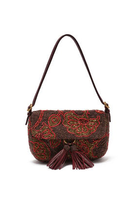 Maliparmi BLOSSOM EMBROIDERY BAGUETTE Burgundy BT001190957