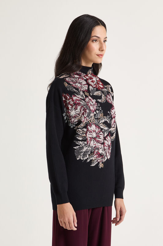 Maliparmi FLOWER JACQUARD KNITWEAR Black JQ511078206