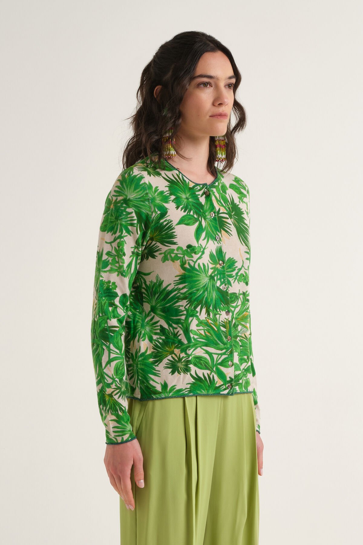 Malìparmi COTTON PRINTED CARDIGAN Green JN359978215