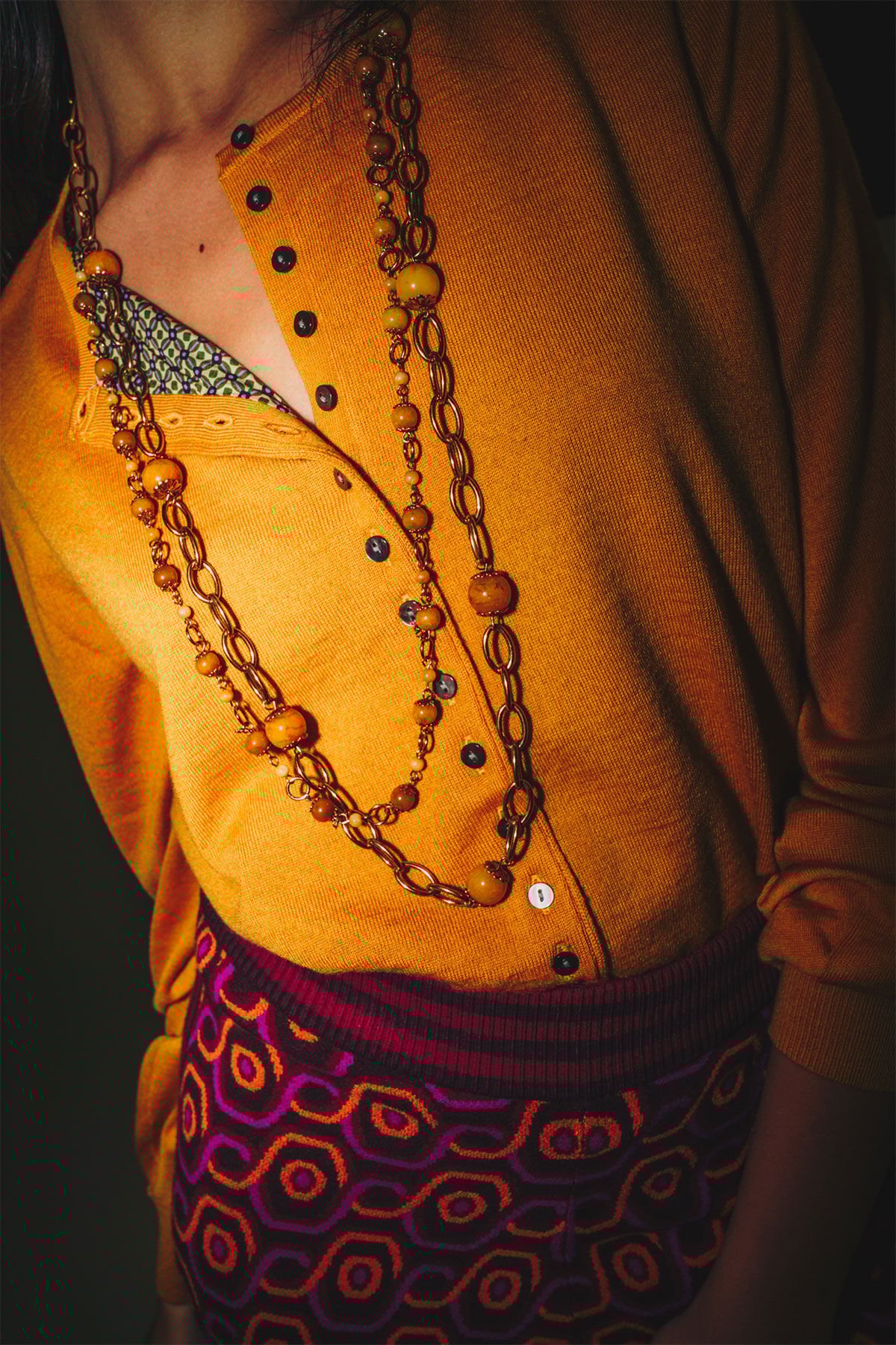 Maliparmi NEW MERINOS BLEND CARDIGAN Mustard JN369778199