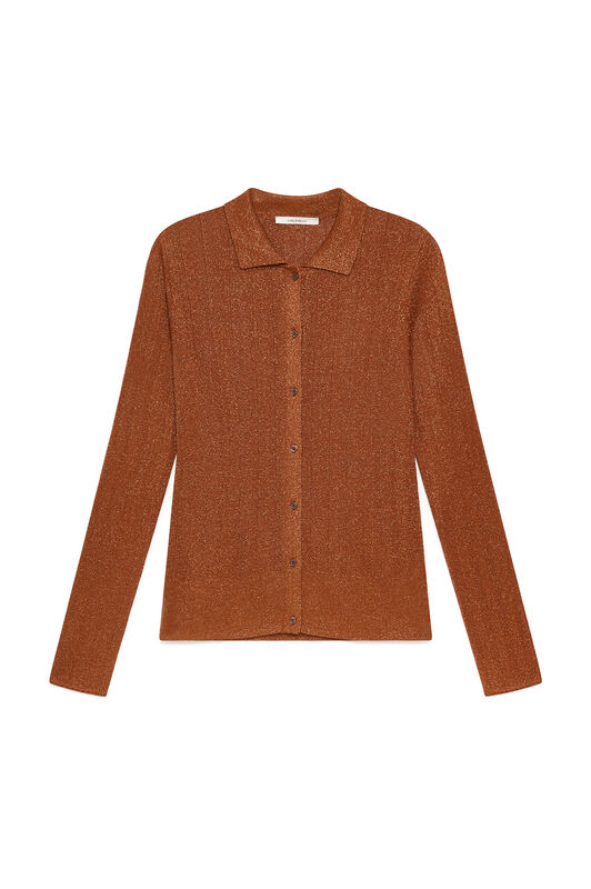 Maliparmi CARDIGAN LUREX RIB Cammello JN371078216