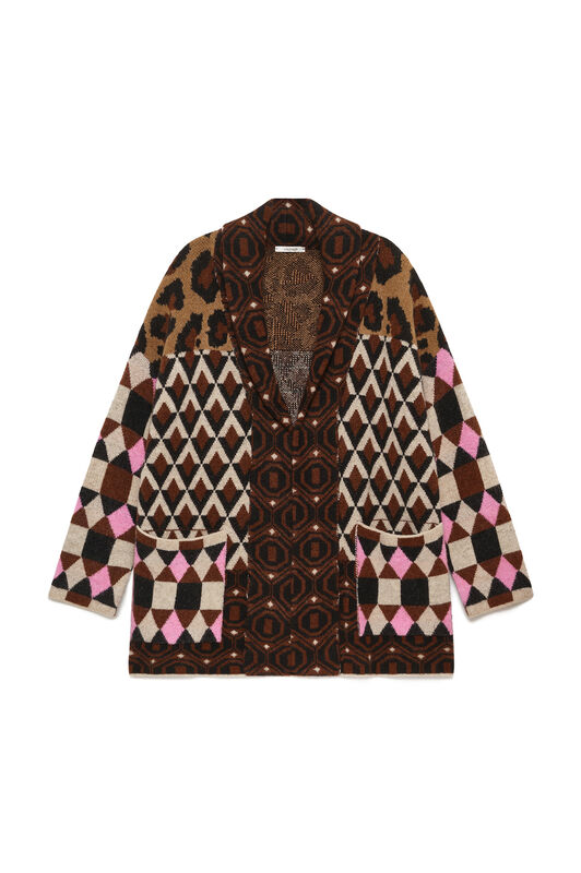 Maliparmi KNIT GRAPHIC DANCE OVERCOAT Brown JB540678220 Maliparmi KNIT GRAPHIC DANCE OVERCOAT Brown JB540678220