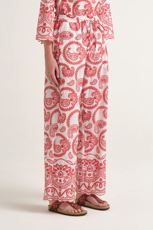 Malìparmi BRODERIE ANGLAISE TROUSERS Red JH807315218