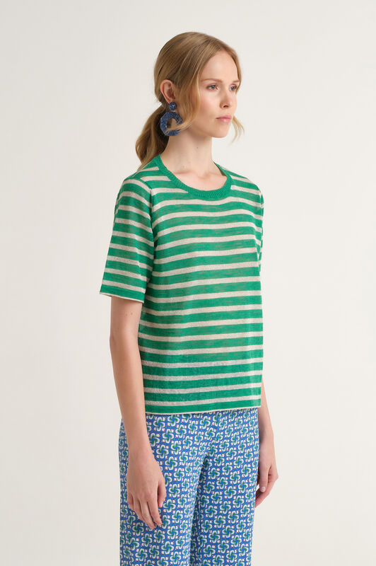 Malìparmi SUMMER LINEN T-SHIRT Green JK028278148