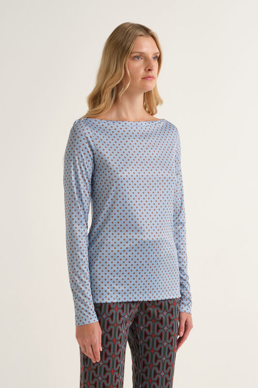 Maliparmi MICRO PRINT JERSEY T-SHIRT Light Blue JK025770654