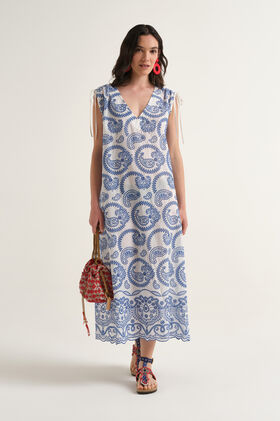 Malìparmi BRODERIE ANGLAISE DRESS Blue JF669315218