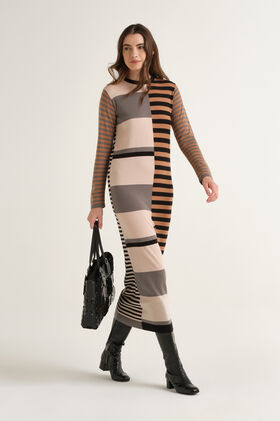 Maliparmi RHYTHM BLOCK DRESS Camel JF951670682 Maliparmi RHYTHM BLOCK DRESS Camel JF951670682